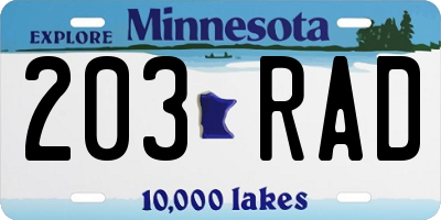 MN license plate 203RAD