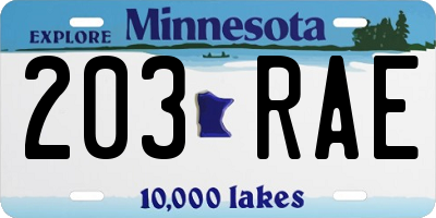 MN license plate 203RAE