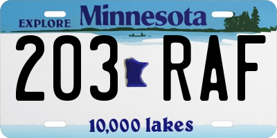 MN license plate 203RAF