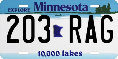 MN license plate 203RAG