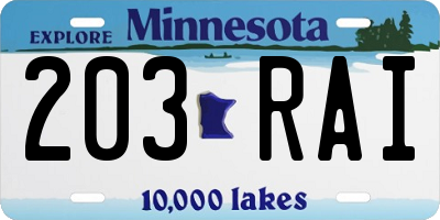 MN license plate 203RAI
