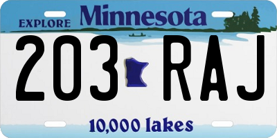 MN license plate 203RAJ