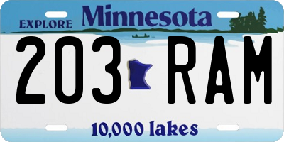 MN license plate 203RAM