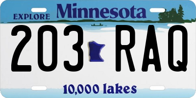 MN license plate 203RAQ