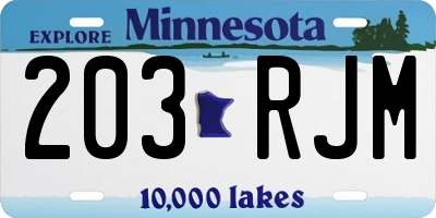 MN license plate 203RJM