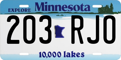MN license plate 203RJO