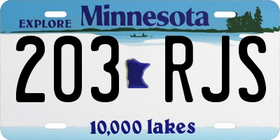 MN license plate 203RJS