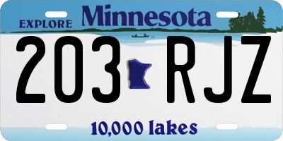 MN license plate 203RJZ