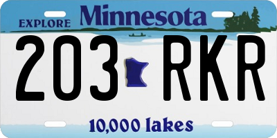MN license plate 203RKR