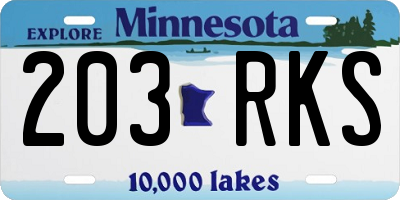 MN license plate 203RKS