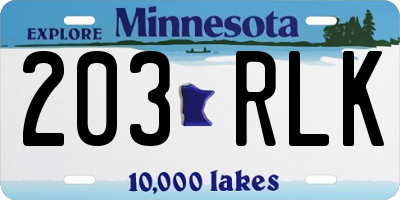 MN license plate 203RLK