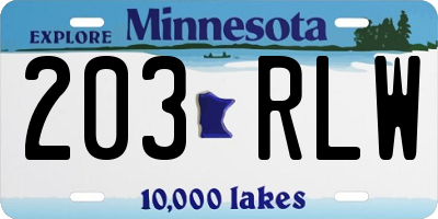 MN license plate 203RLW