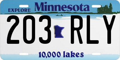 MN license plate 203RLY