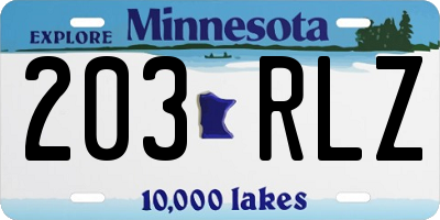 MN license plate 203RLZ