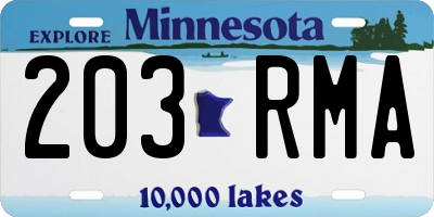 MN license plate 203RMA