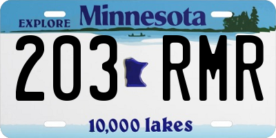 MN license plate 203RMR