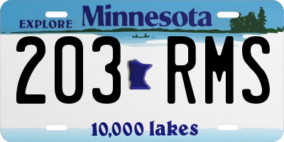 MN license plate 203RMS
