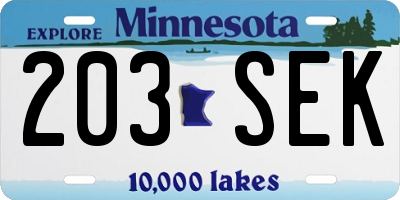 MN license plate 203SEK