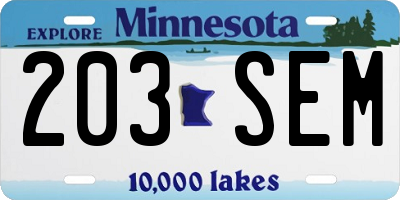 MN license plate 203SEM