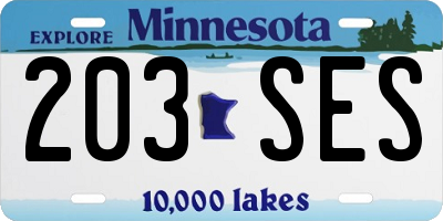 MN license plate 203SES
