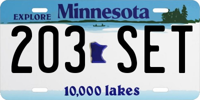 MN license plate 203SET