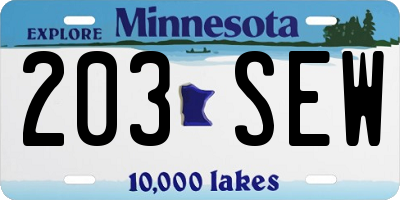 MN license plate 203SEW