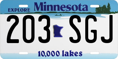 MN license plate 203SGJ