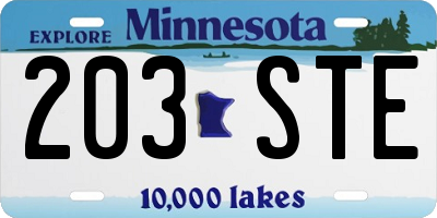 MN license plate 203STE