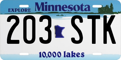 MN license plate 203STK