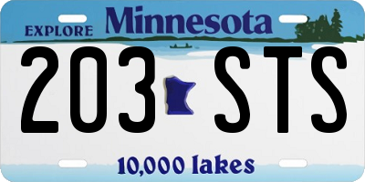 MN license plate 203STS