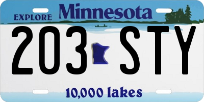 MN license plate 203STY