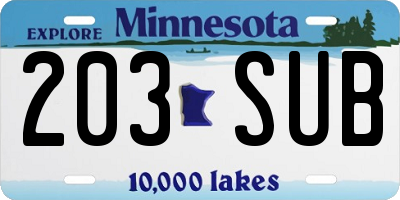 MN license plate 203SUB