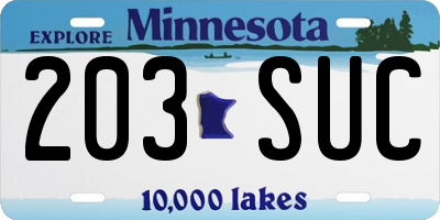 MN license plate 203SUC