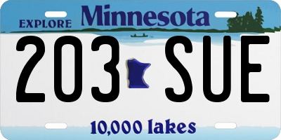 MN license plate 203SUE