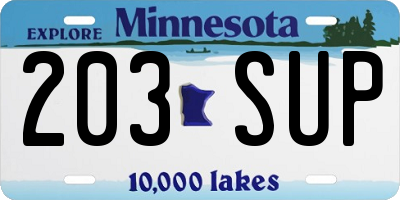MN license plate 203SUP