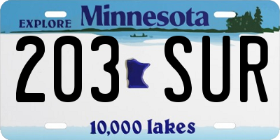MN license plate 203SUR