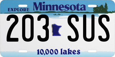 MN license plate 203SUS