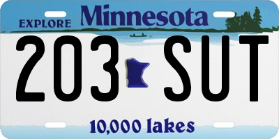 MN license plate 203SUT
