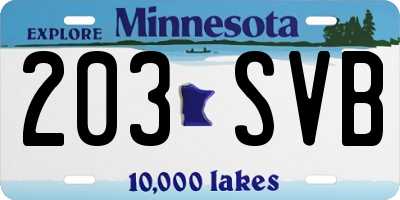 MN license plate 203SVB