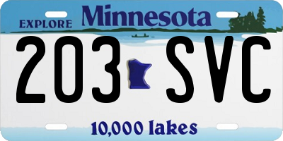 MN license plate 203SVC