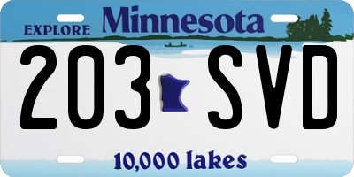 MN license plate 203SVD