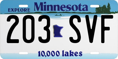 MN license plate 203SVF