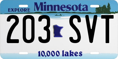 MN license plate 203SVT