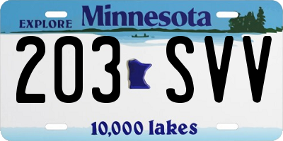 MN license plate 203SVV