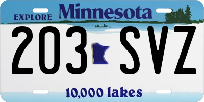 MN license plate 203SVZ