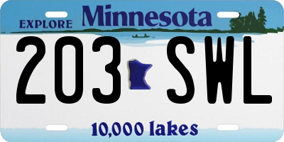 MN license plate 203SWL