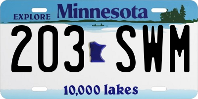 MN license plate 203SWM