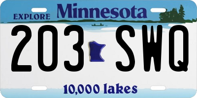 MN license plate 203SWQ