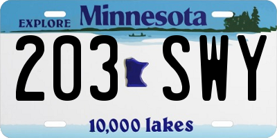 MN license plate 203SWY