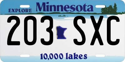 MN license plate 203SXC